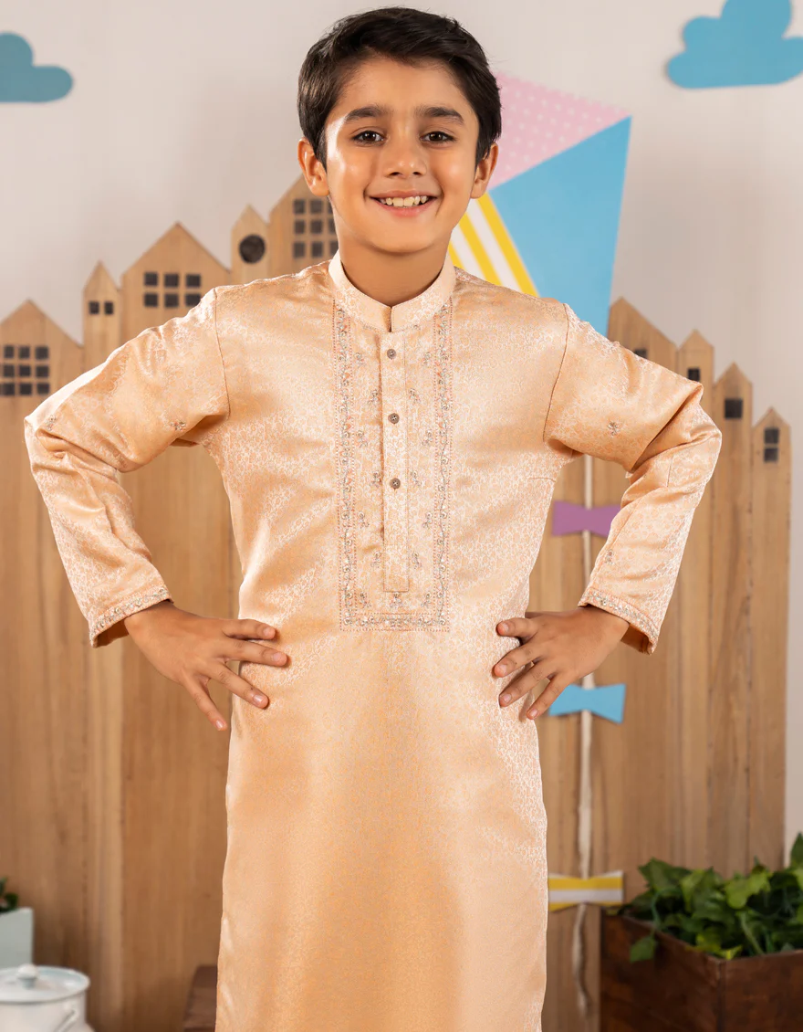 PEACH BLENDED SPECIAL KURTA | JCK-SP-A-50042/S25/JJ9969-FL - Image 3