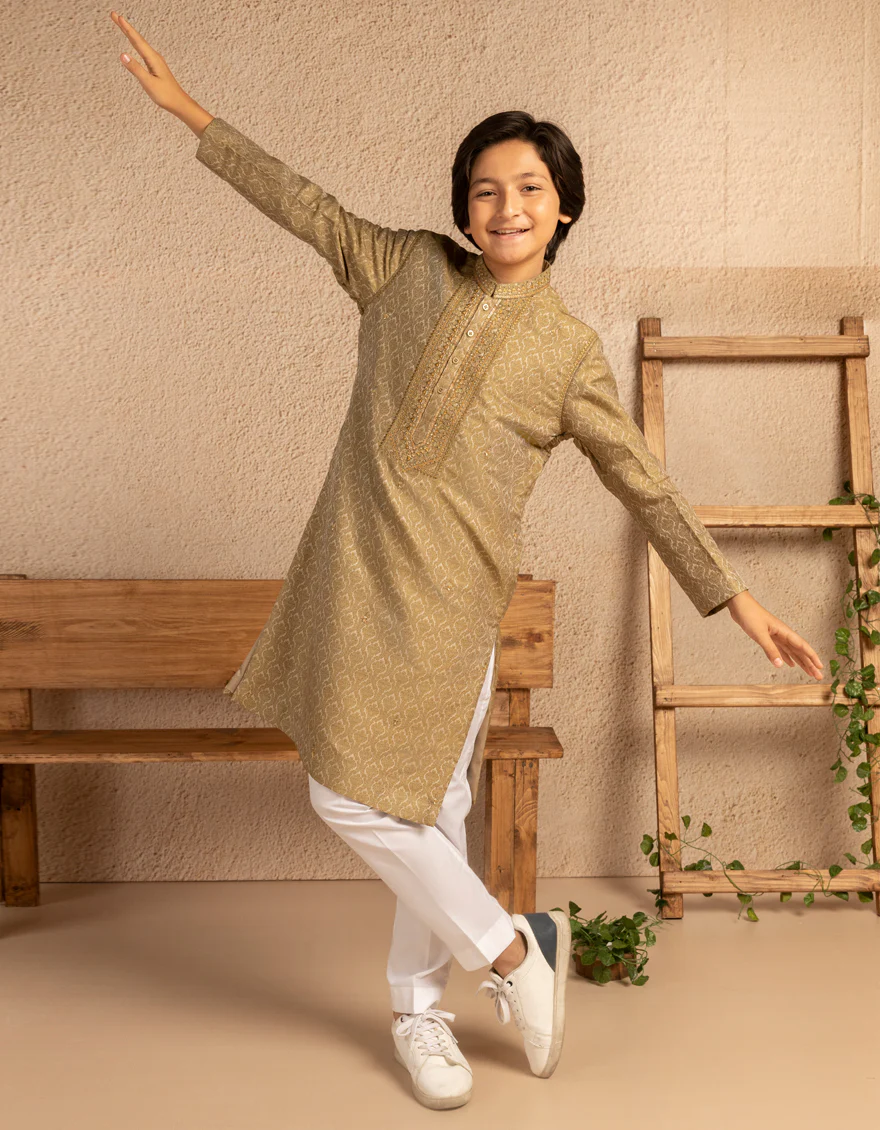 LIGHT GREEN BLENDED SPECIAL KURTA | JCK-SP-A-50265/S25/JJ11065-FL - Image 3