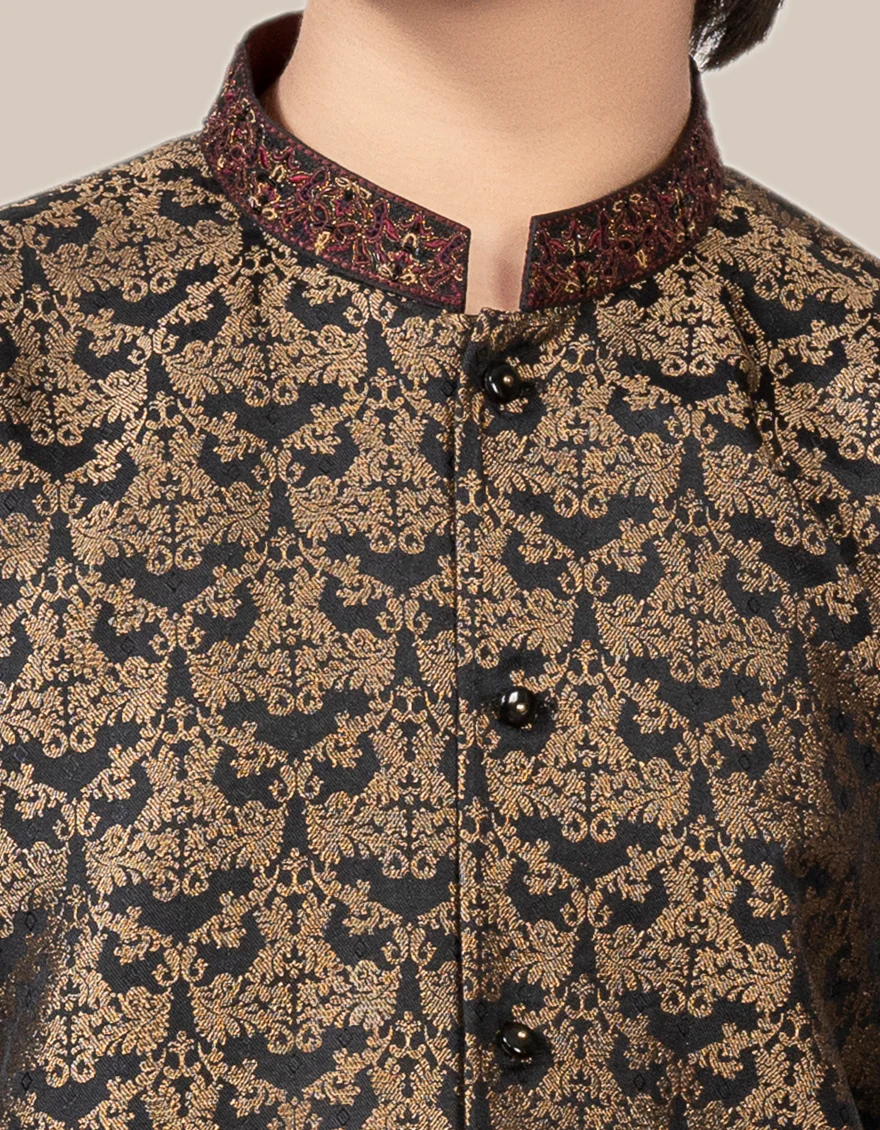BLACK GOLD JAMAWAR SPECIAL KURTA | JCK-SP-US-35829/S22/JJ7393-FL - Image 2