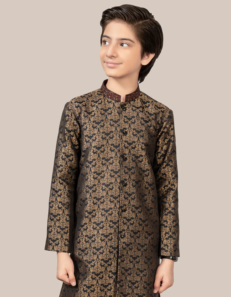 BLACK GOLD JAMAWAR SPECIAL KURTA | JCK-SP-US-35829/S22/JJ7393-FL - Image 3