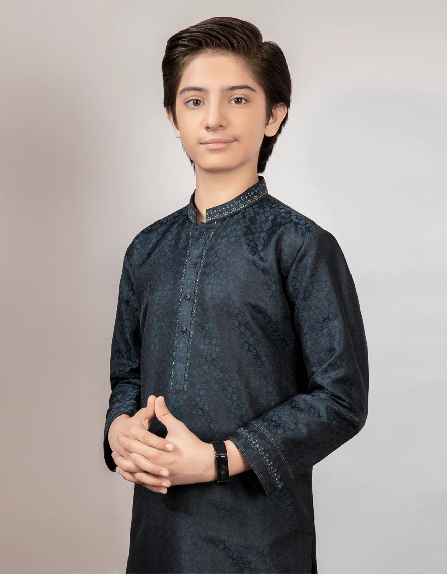 PEACOCK GREEN JAMAWAR SPECIAL KURTA | JCK-SP-US-38448/S22/JJ8103-FL - Image 3