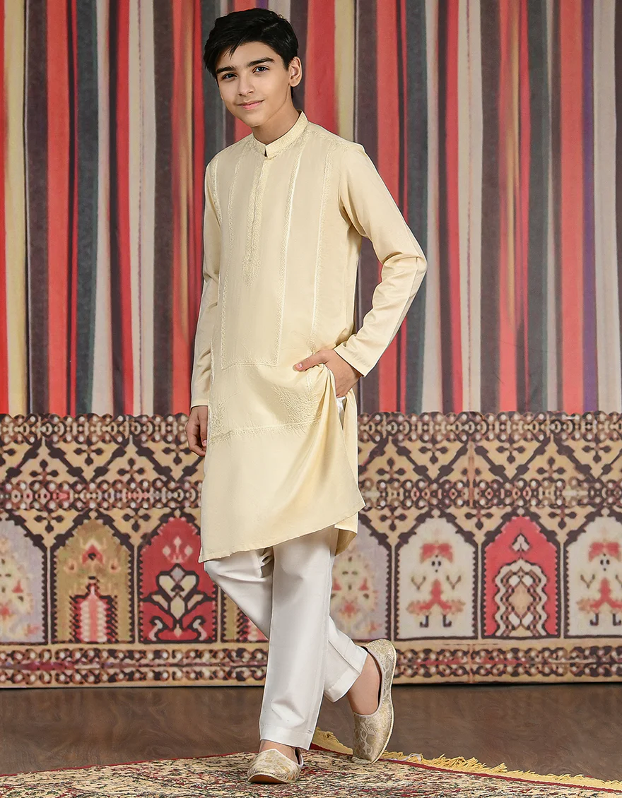 BEIGE BLENDED KURTA | JCK-SP-US-42290/S22/JJ8073-FL - Image 3