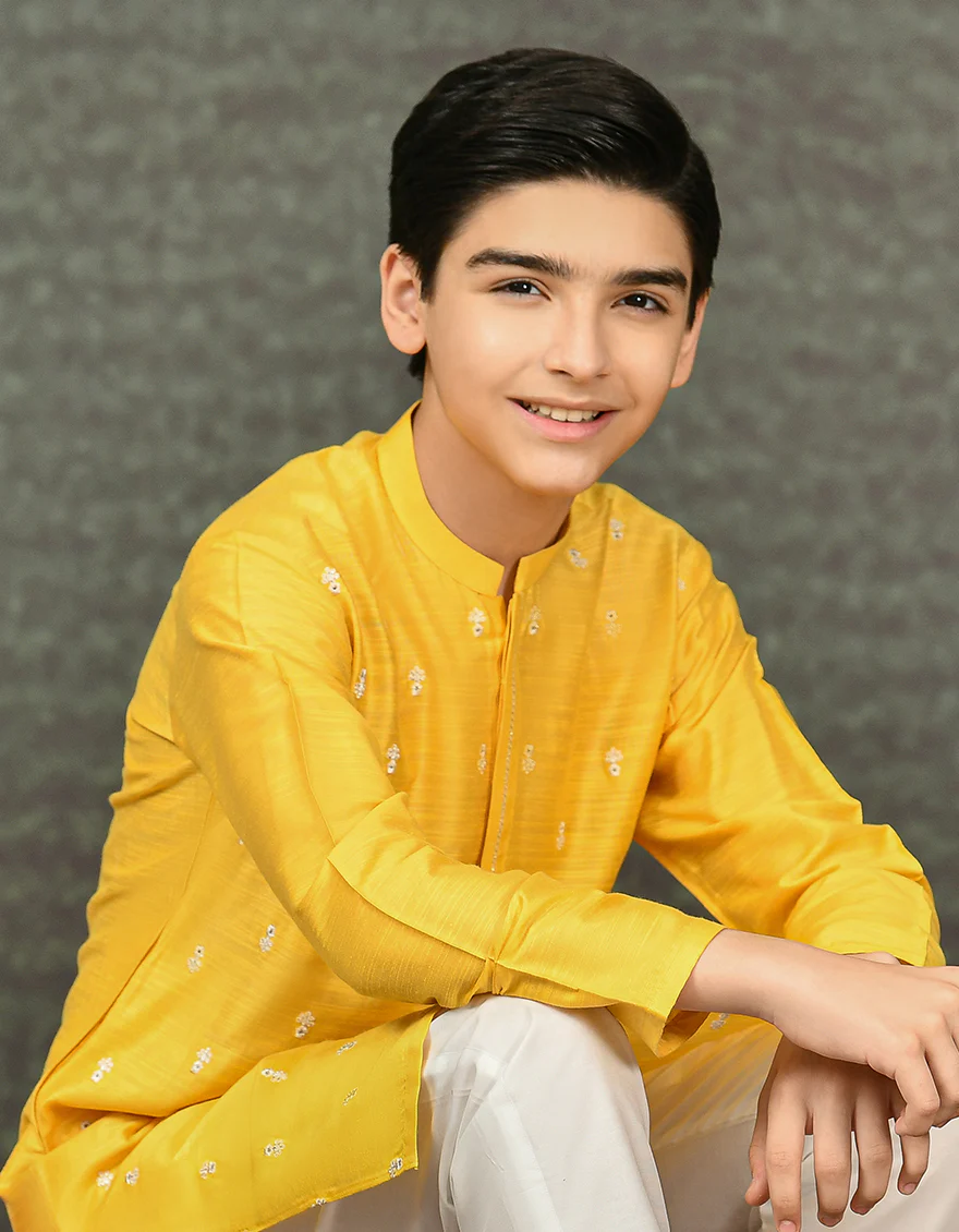 YELLOW BLENDED KURTA | JCK-SP-US-42296/S22/JJ8011-FL - Image 2