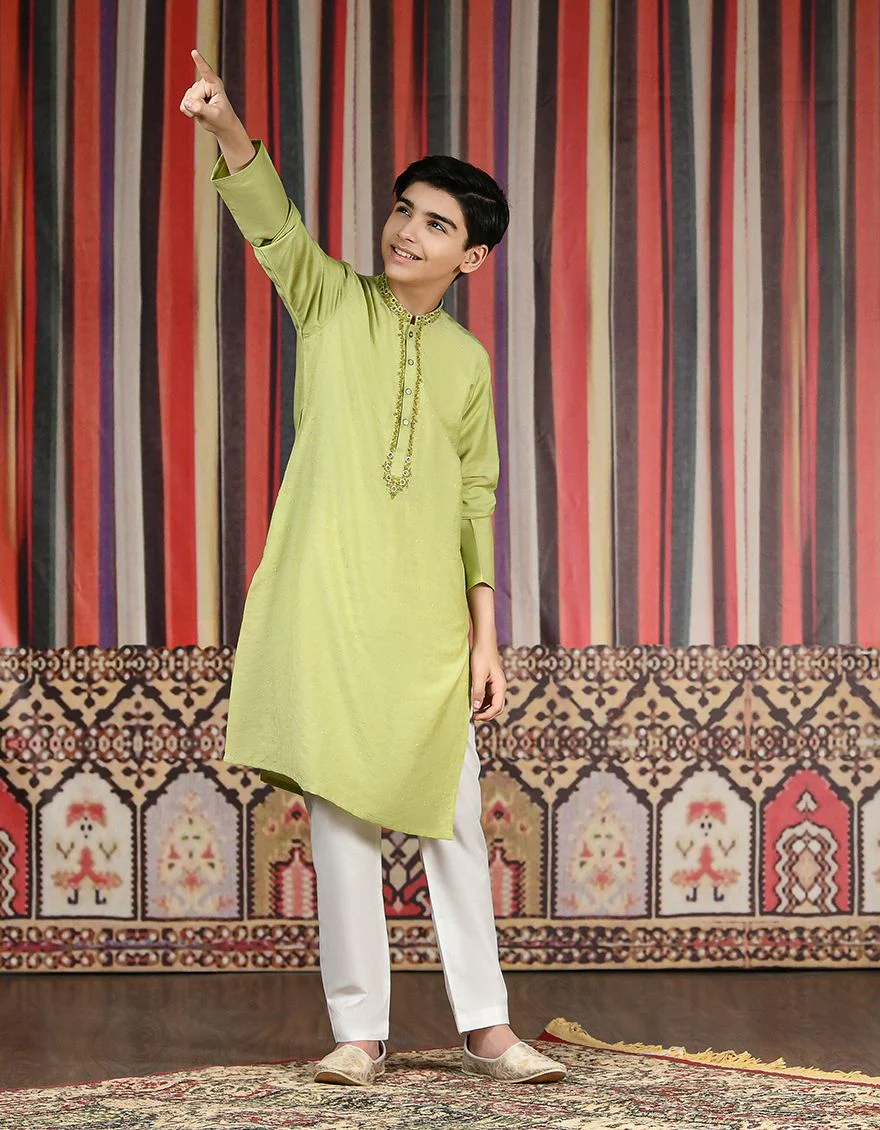 GREEN BLENDED SPECIAL KURTA | JCK-SP-US-42298/S22/JJ8009-FL - Image 2
