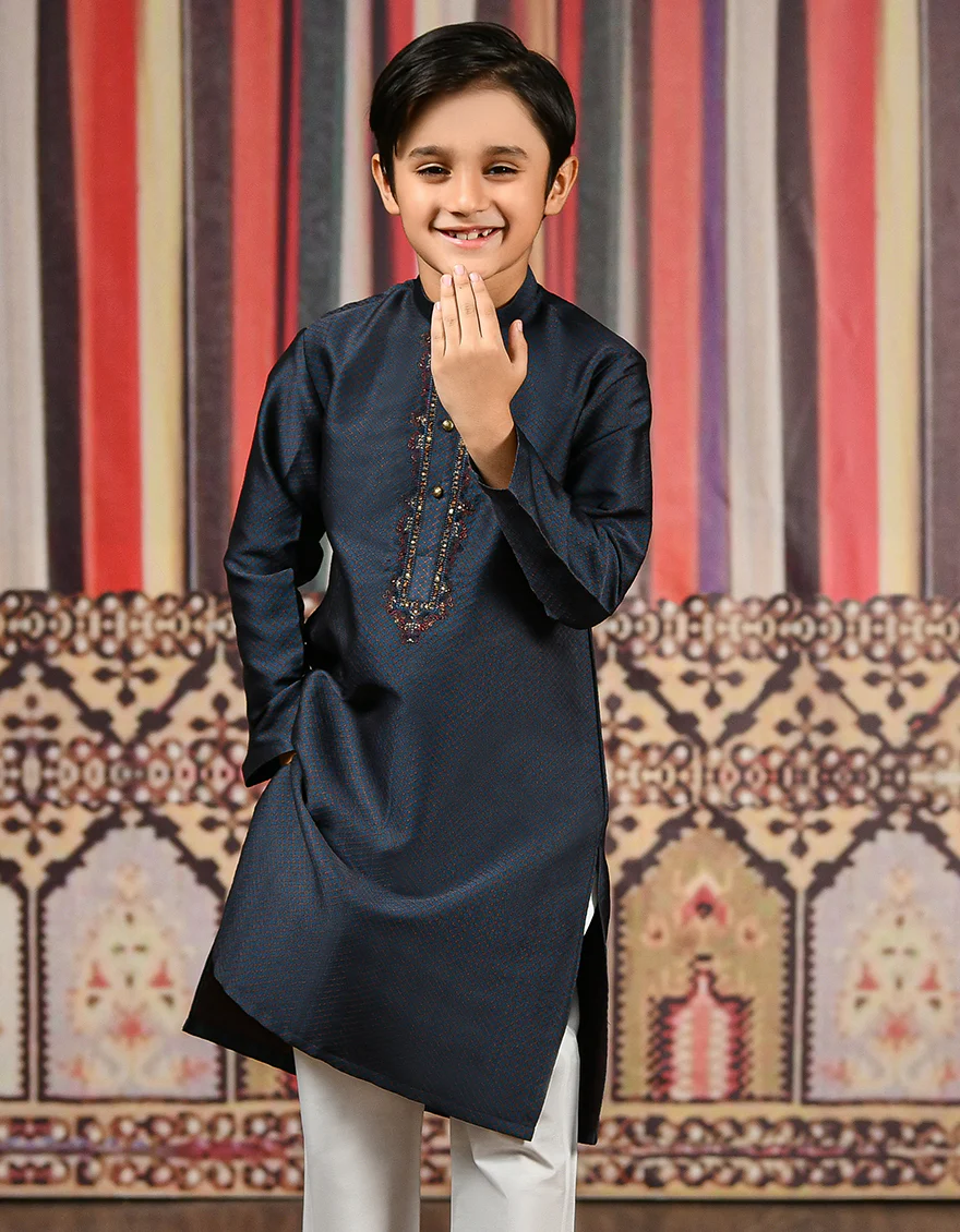 DARK NAVY SPECIAL KURTA | JCK-SP-US-42331/S21/JJ8135-FL - Image 3