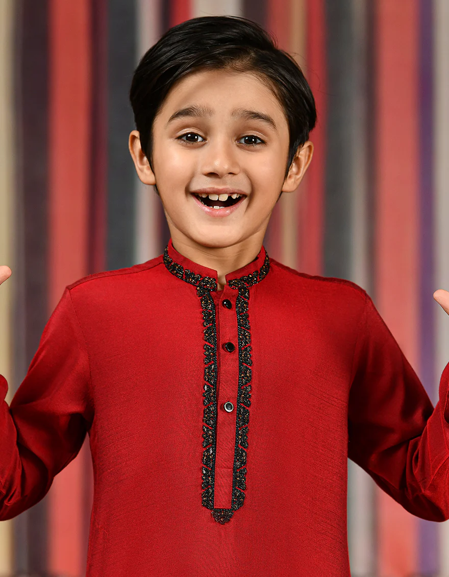 RED BLENDED SPECIAL KURTA | JCK-SP-US-42372/S21/JJ8139-FL - Image 2