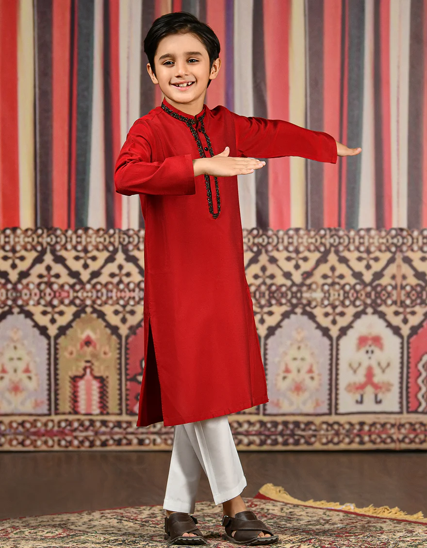 RED BLENDED SPECIAL KURTA | JCK-SP-US-42372/S21/JJ8139-FL - Image 3