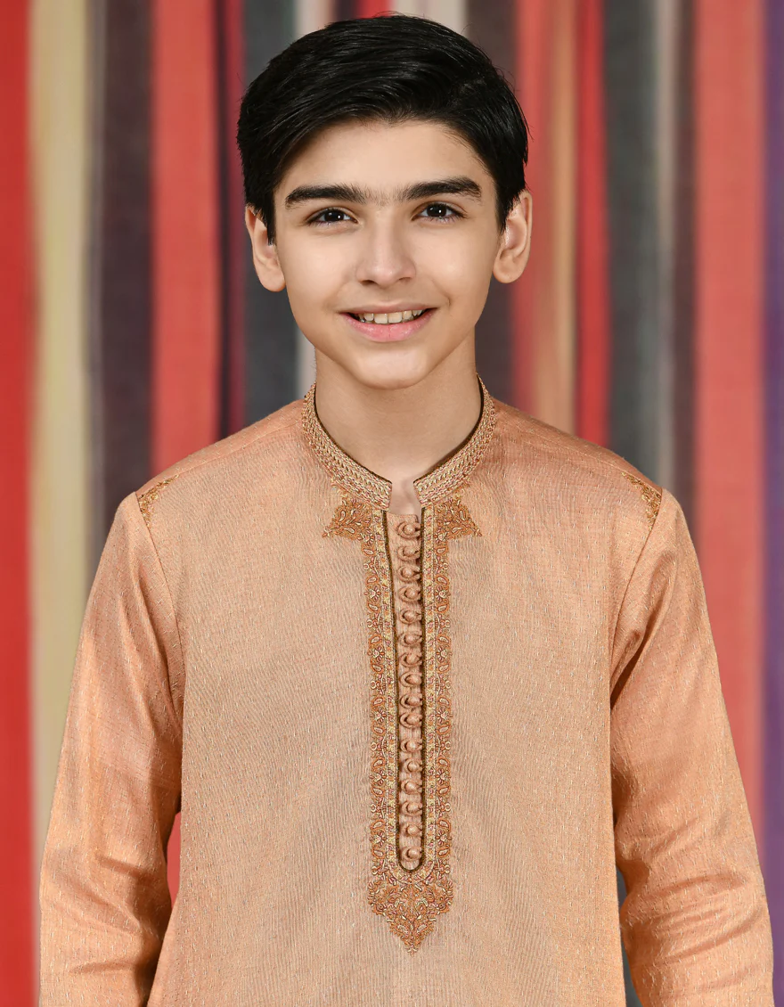 PEACH BLENDED KURTA | JCK-SP-US-44031/A22/JJ8137-FL - Image 2