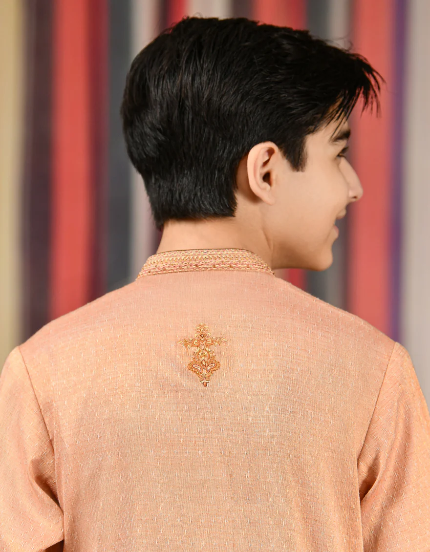 PEACH BLENDED KURTA | JCK-SP-US-44031/A22/JJ8137-FL - Image 3