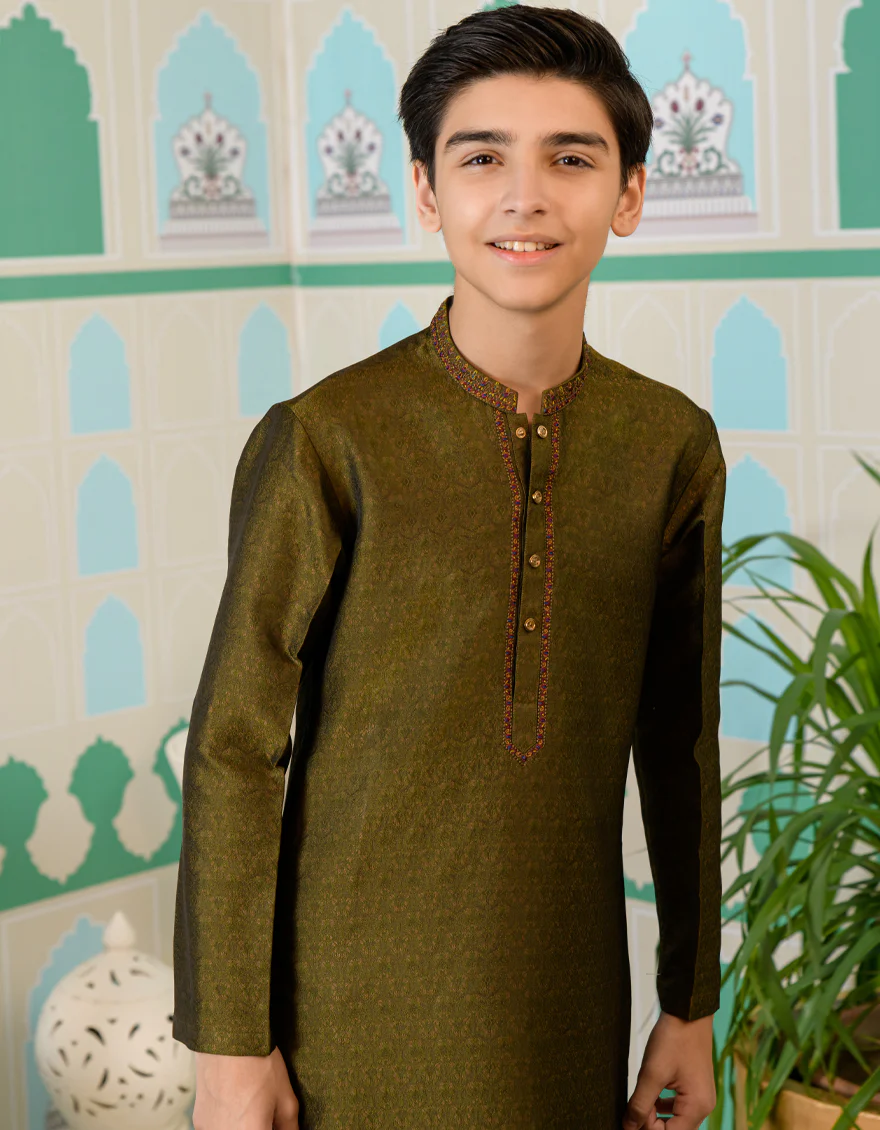 DARK GREEN KURTA | JCK-SP-US-44241/A23/JJ8444-FL - Image 2