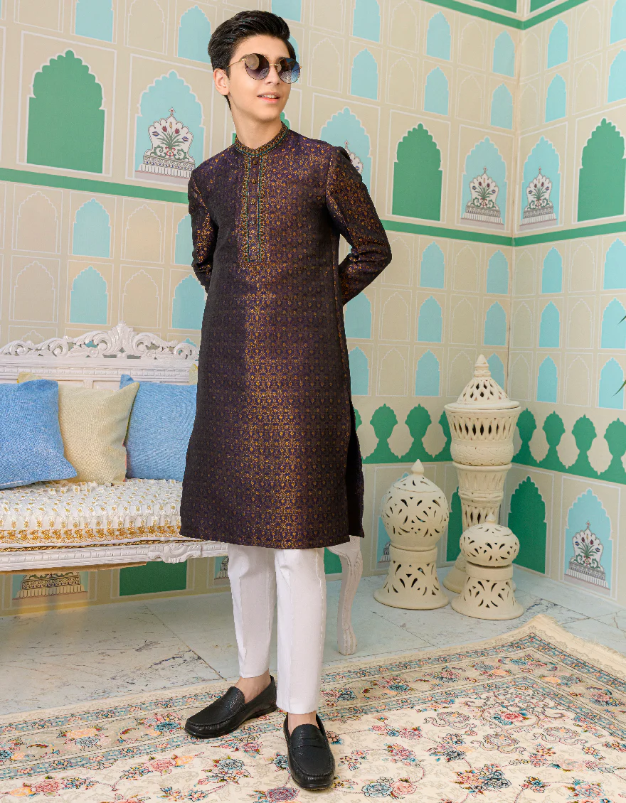 DARK PURPLE KURTA | JCK-SP-US-44265/A23/JJ8443-FL - Image 3