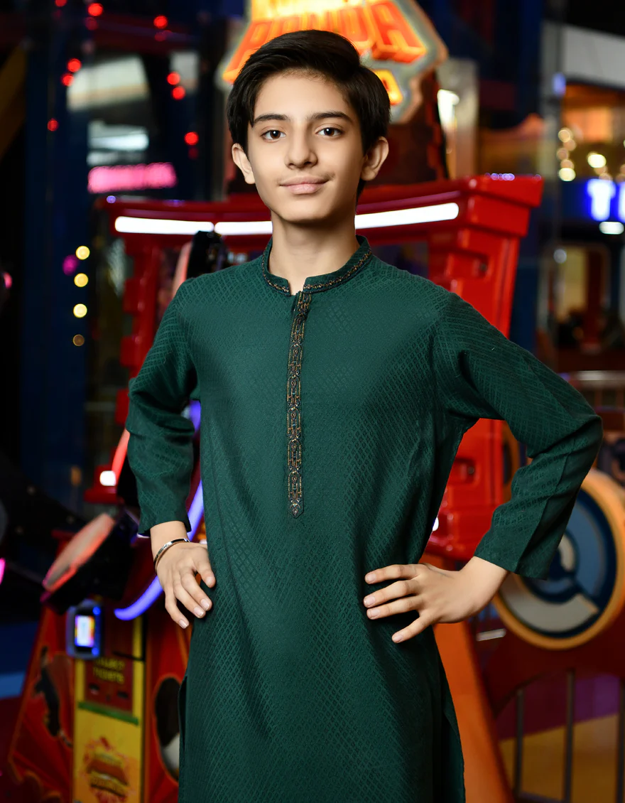 GREEN KURTA | JCK-SP-US-45144/A23/JJ8651-FL - Image 2