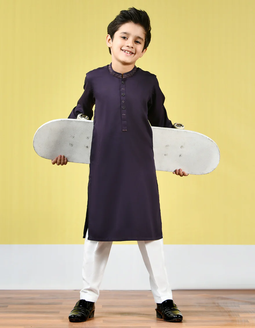 PURPLE VISCOSE KURTA | JCK-US-43125/A22/JJ8161-SF - Image 3
