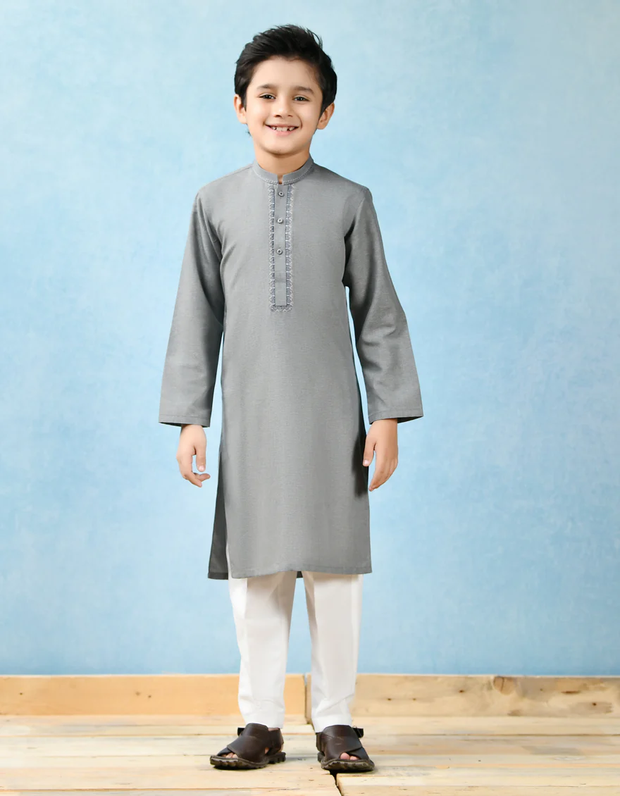 GREY BLENDED KURTA | JCK-US-43129/A22/JJ8158-SF - Image 2