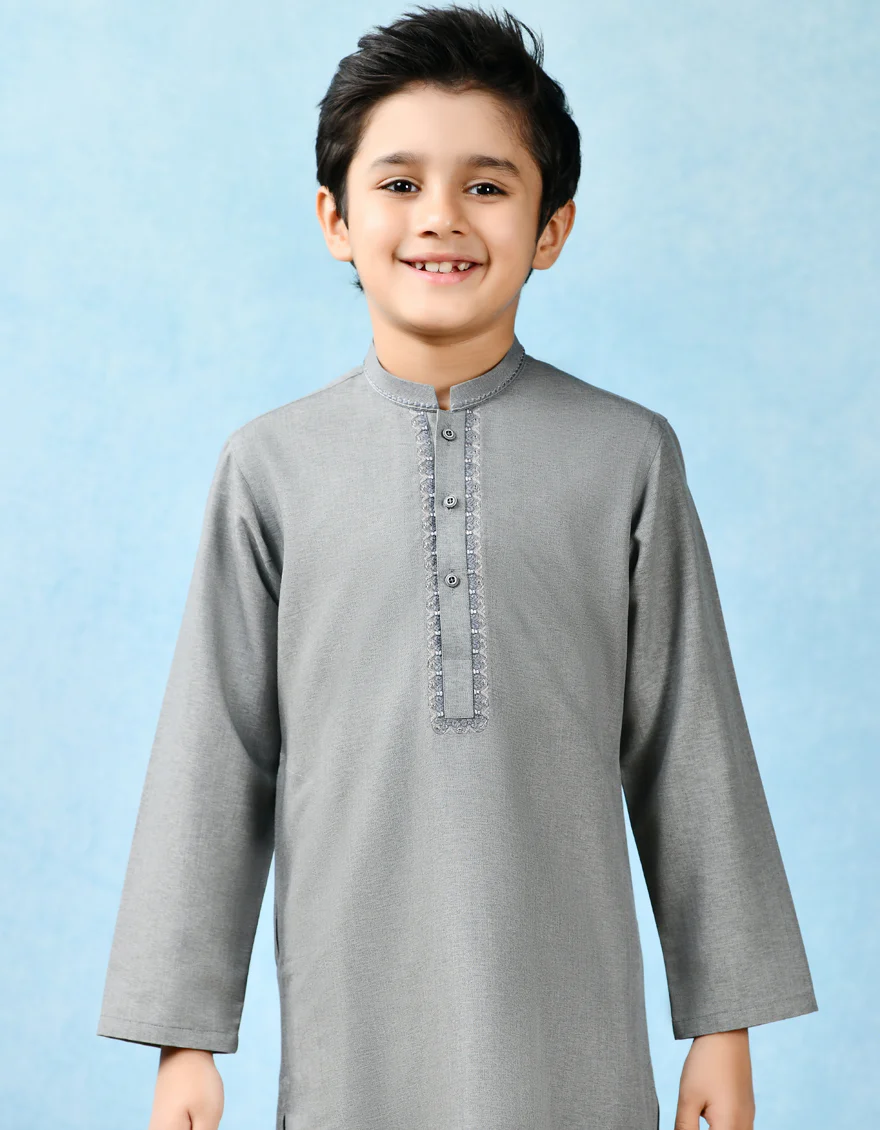 GREY BLENDED KURTA | JCK-US-43129/A22/JJ8158-SF - Image 3
