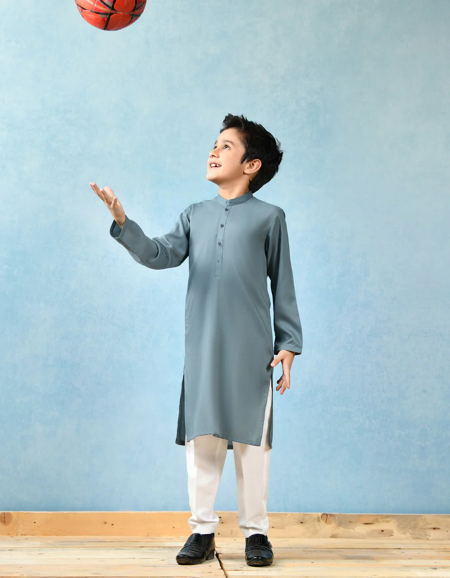 GREENISH BLUE BLENDED KURTA | JCK-US-43145/A22/JJ7284-SF - Image 4