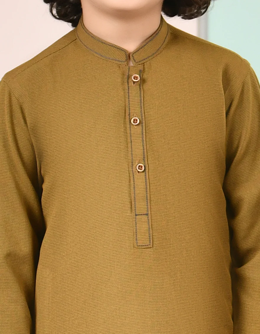 KHAKI GREEN BLENDED KURTA | JCK-US-43156/A22/JJ8270-CL - Image 2