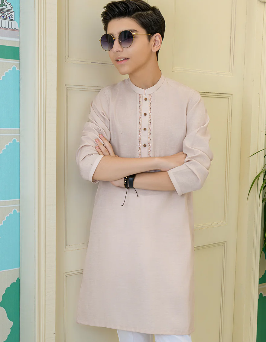 POWDER PINK BLENDED KURTA | JCK-US-43218/A23/JJ8832-SF - Image 2