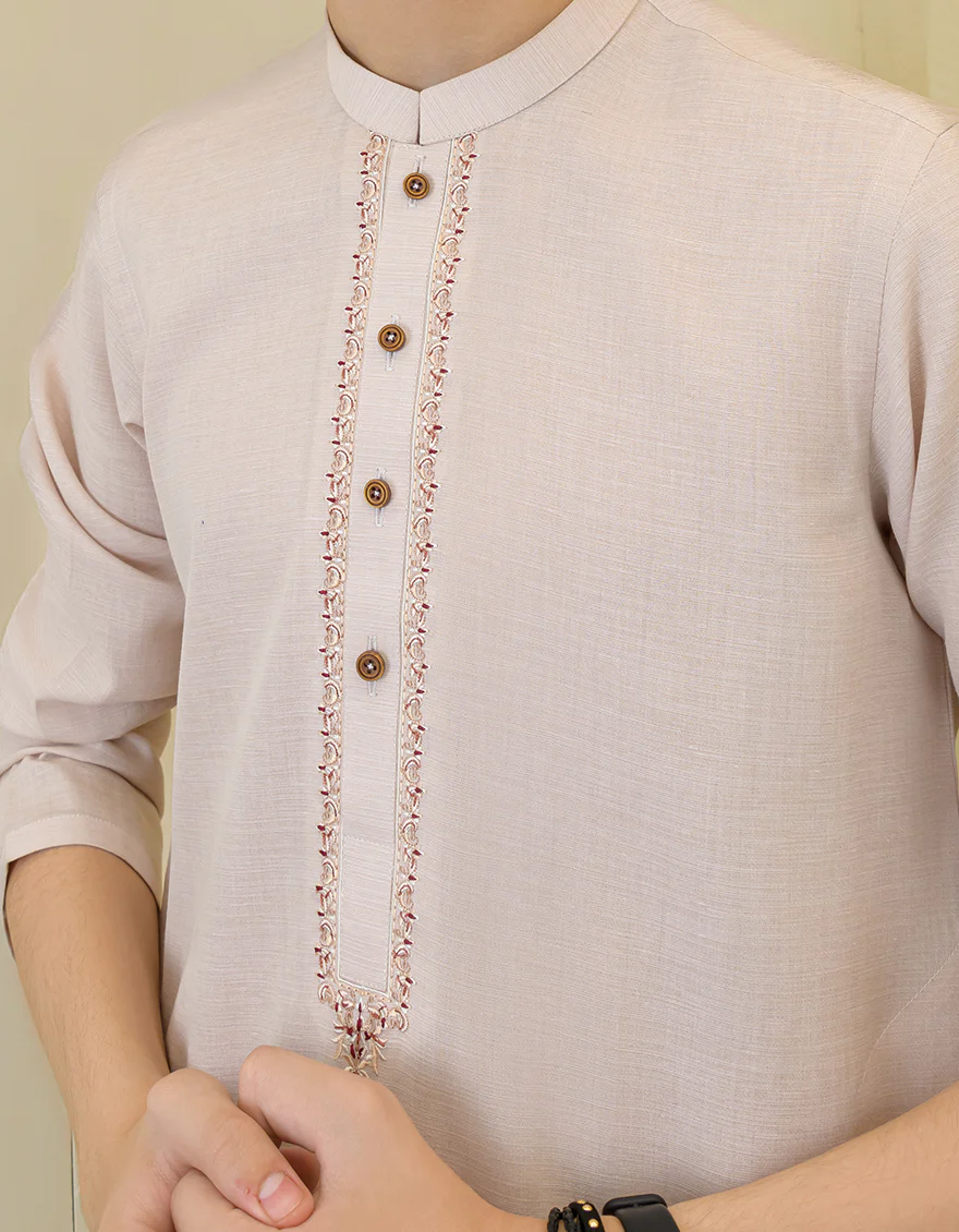 POWDER PINK BLENDED KURTA | JCK-US-43218/A23/JJ8832-SF - Image 3