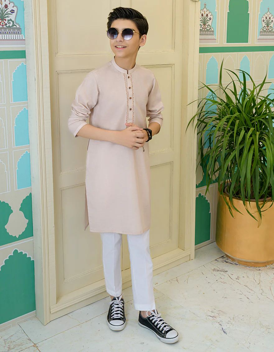 POWDER PINK BLENDED KURTA | JCK-US-43218/A23/JJ8832-SF - Image 4