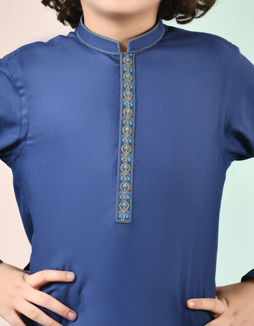 BLUE VISCOSE KURTA | JCK-US-44138/A22/JJ8274-SF - Image 2