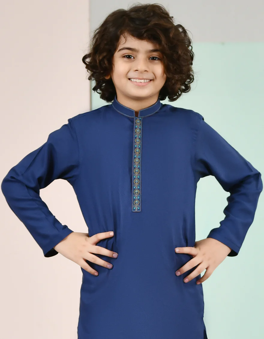 BLUE VISCOSE KURTA | JCK-US-44138/A22/JJ8274-SF - Image 3