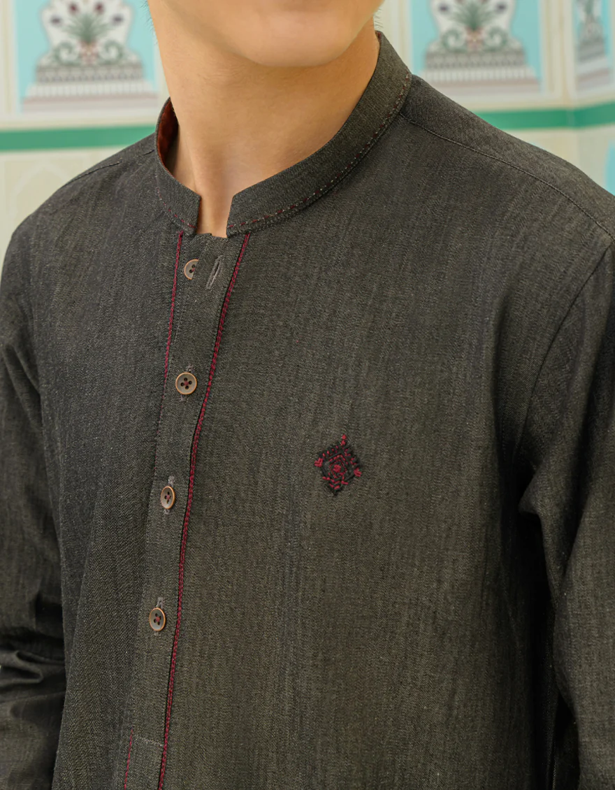 DENIM GREY COTTON KURTA | JCK-US-44276/A23/MF695-SF - Image 2
