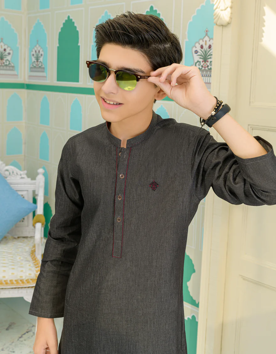 DENIM GREY COTTON KURTA | JCK-US-44276/A23/MF695-SF - Image 3