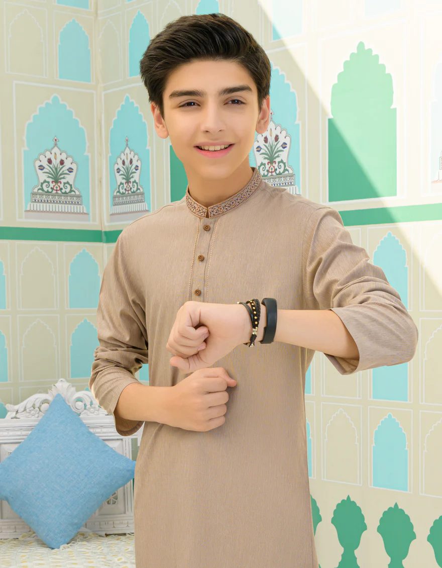 DULL BROWN BLENDED KURTA | JCK-US-45110/A23/JJ8816-SF - Image 2