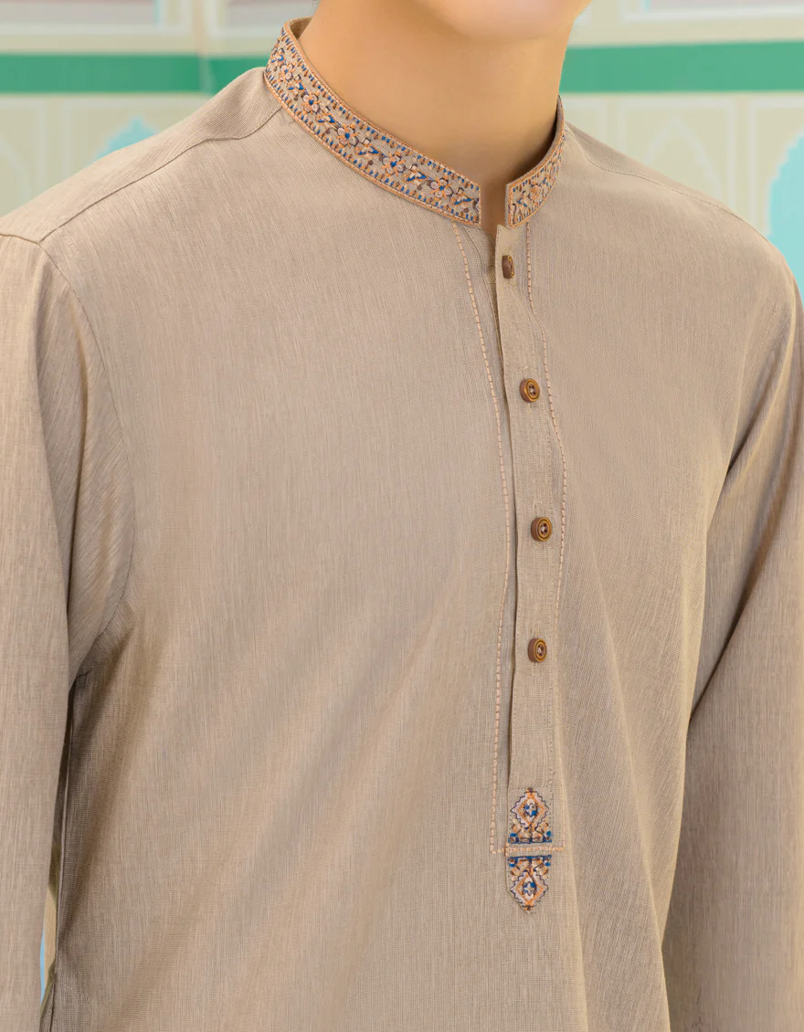 DULL BROWN BLENDED KURTA | JCK-US-45110/A23/JJ8816-SF - Image 3