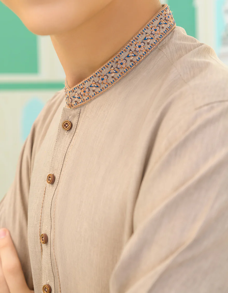 DULL BROWN BLENDED KURTA | JCK-US-45110/A23/JJ8816-SF - Image 4