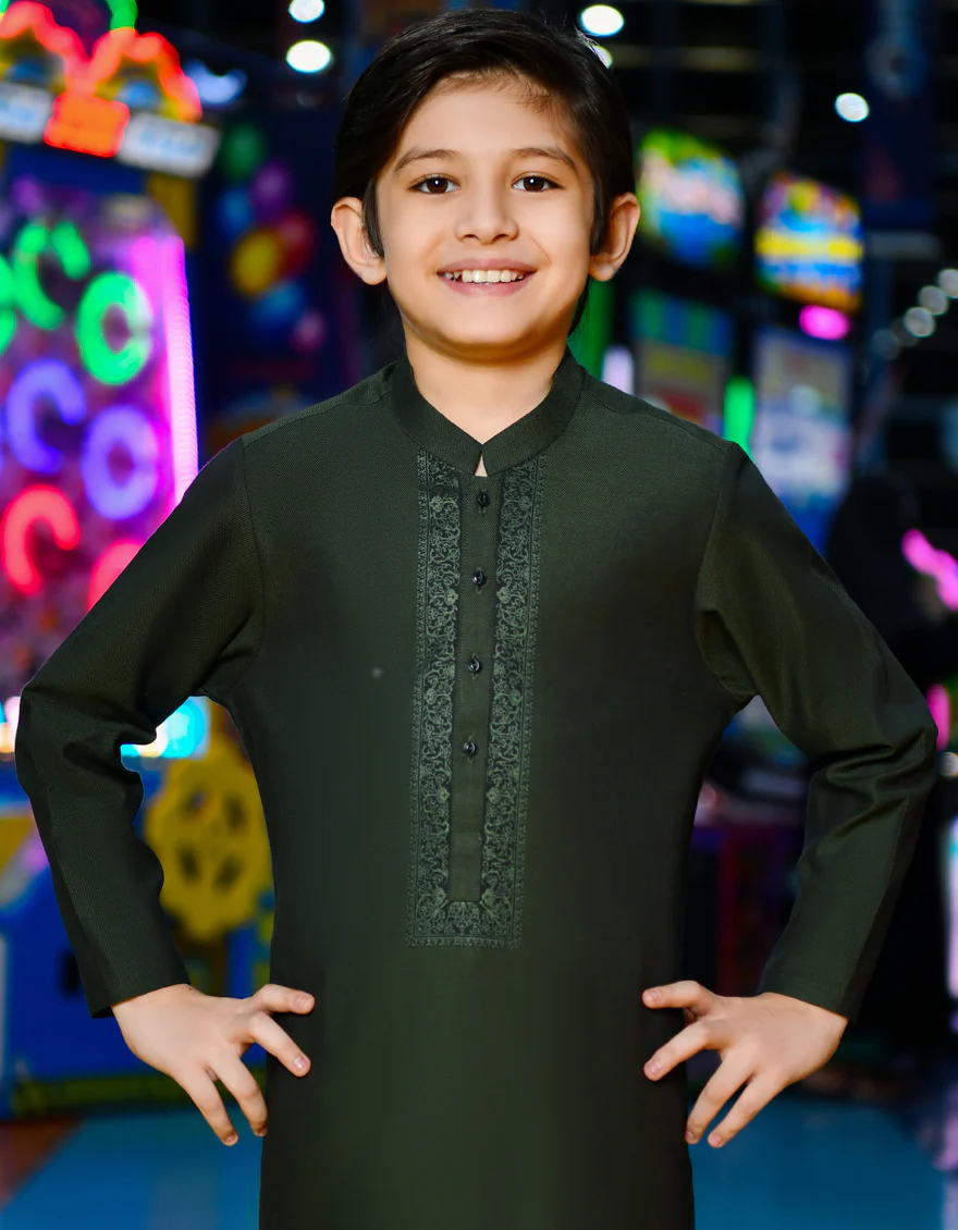 FOREST GREEN COTTON KURTA | JCK-W-US-38659/W22/JJ8658-SF - Image 2