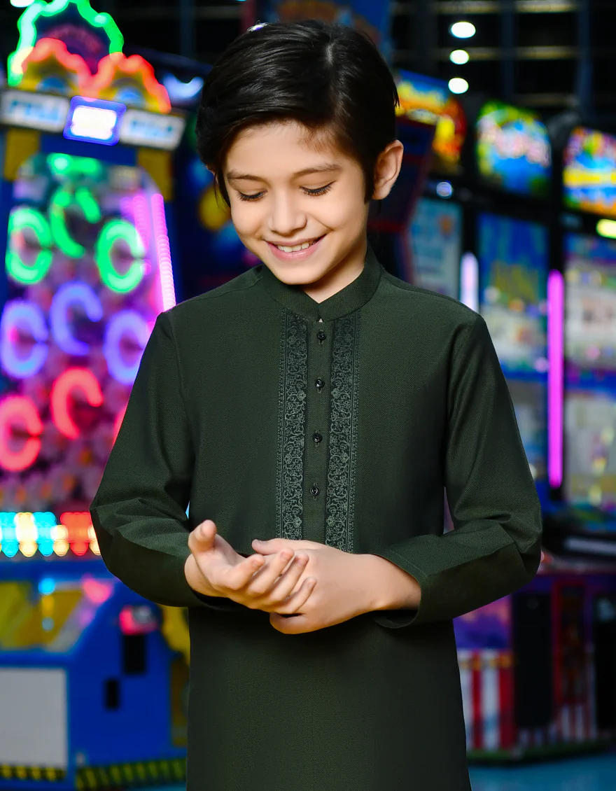 FOREST GREEN COTTON KURTA | JCK-W-US-38659/W22/JJ8658-SF - Image 3