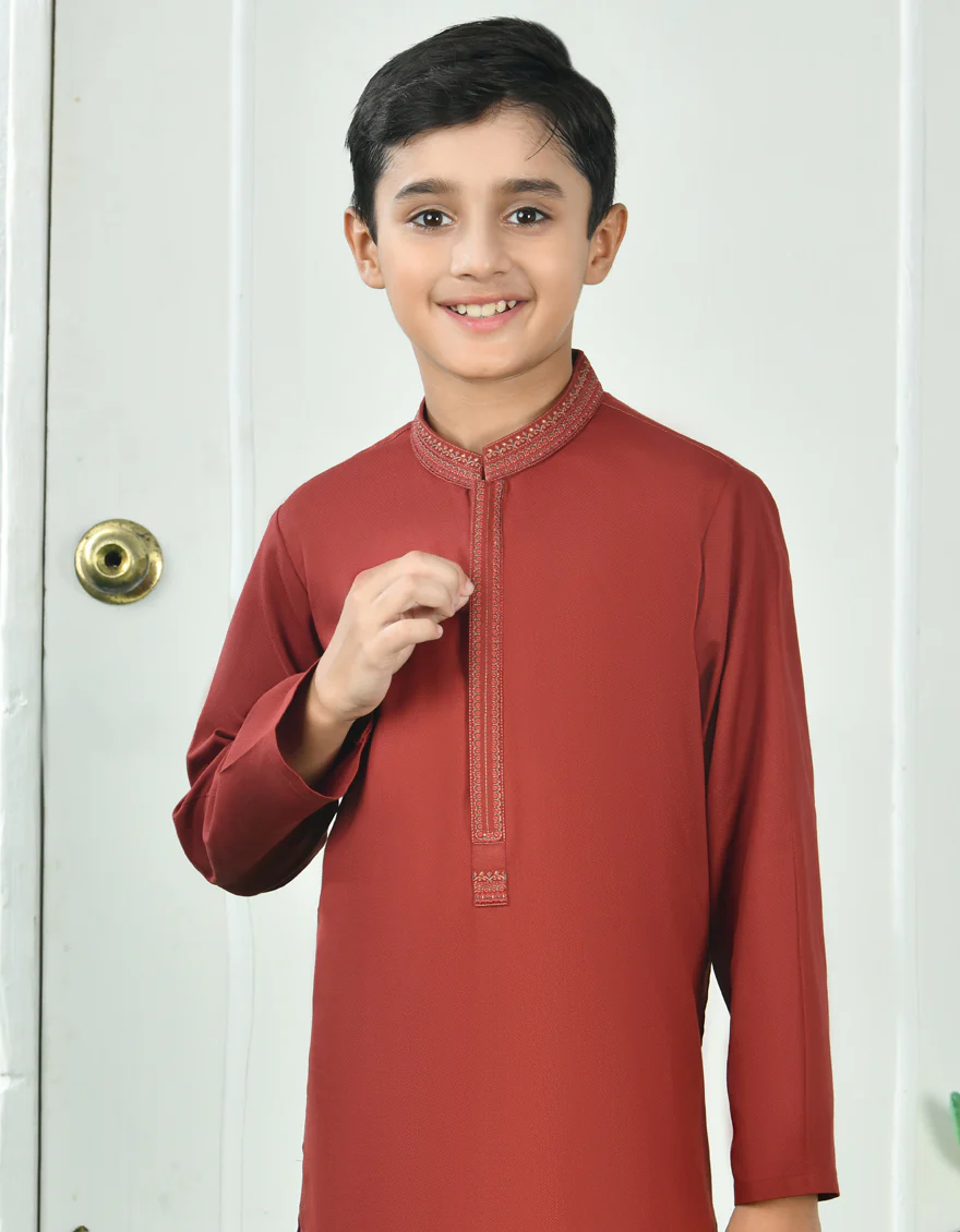 RED BLENDED KURTA TROUSERS | JCKP-A-39054/S24/JJ9267-SF - Image 2