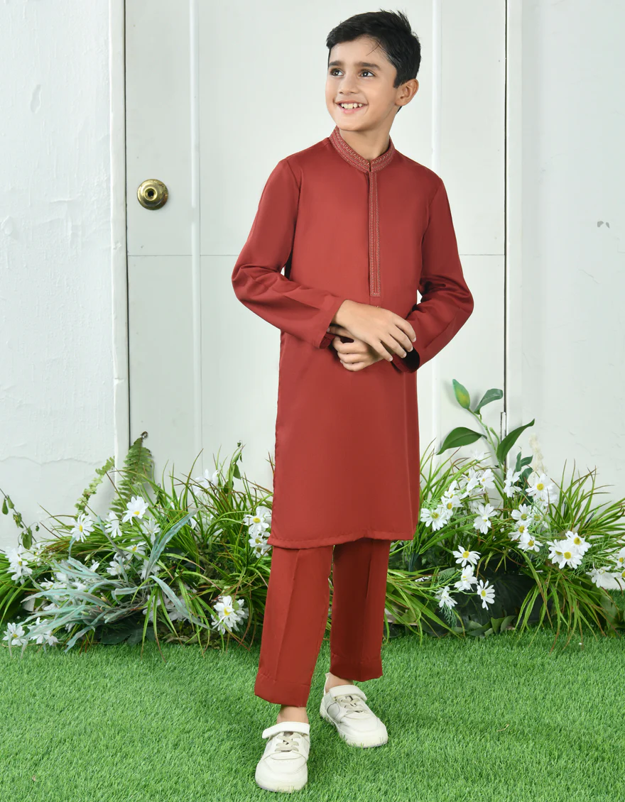 RED BLENDED KURTA TROUSERS | JCKP-A-39054/S24/JJ9267-SF - Image 3