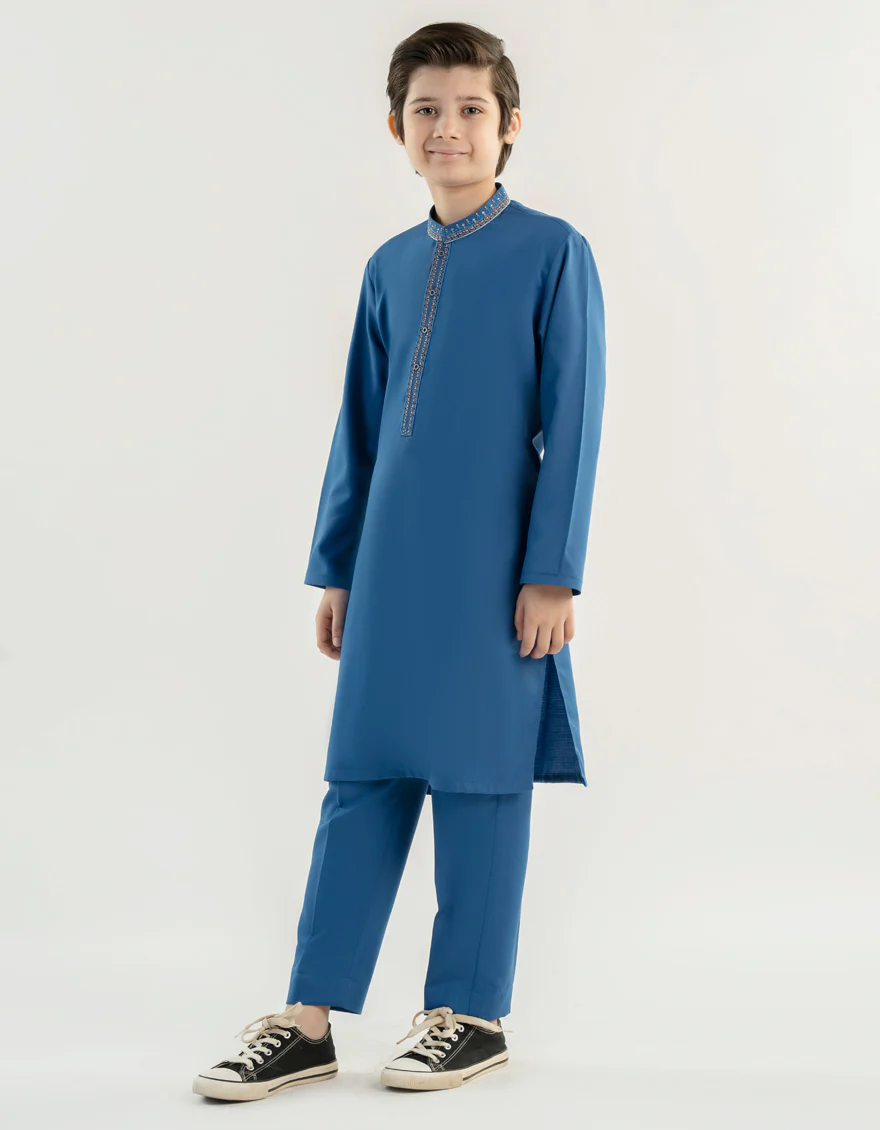ELECTRIC BLUE BLENDED KURTA TROUSERS | JCKP-A-39184/S24/JJ9481-SF - Image 3