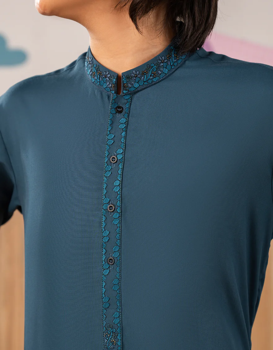 TEAL BLENDED KURTA TROUSERS | JCKP-A-39248/S25/JJ1 - Image 2