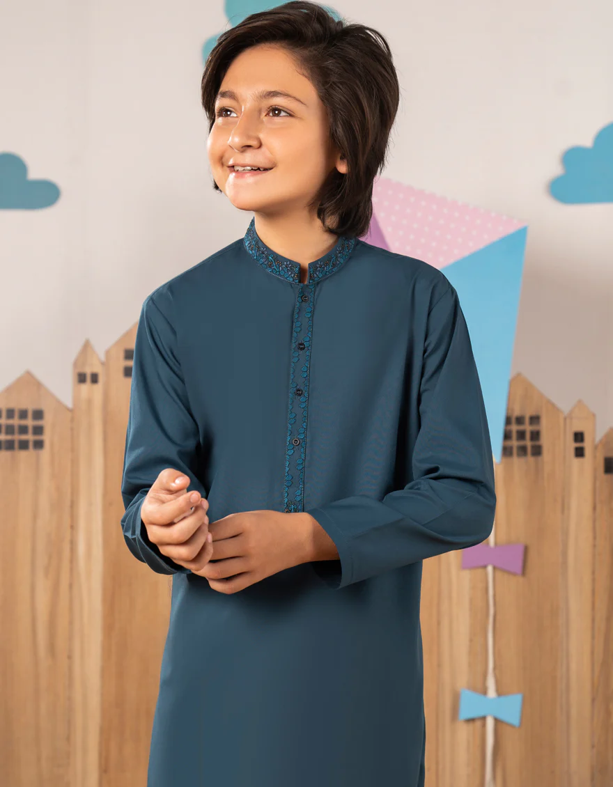 TEAL BLENDED KURTA TROUSERS | JCKP-A-39248/S25/JJ10099-SF - Image 2