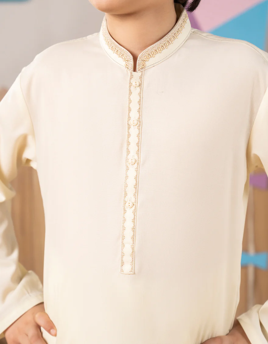 CREAM BLENDED KURTA TROUSERS | JCKP-A-39257/S25/JJ9629-CL - Image 2