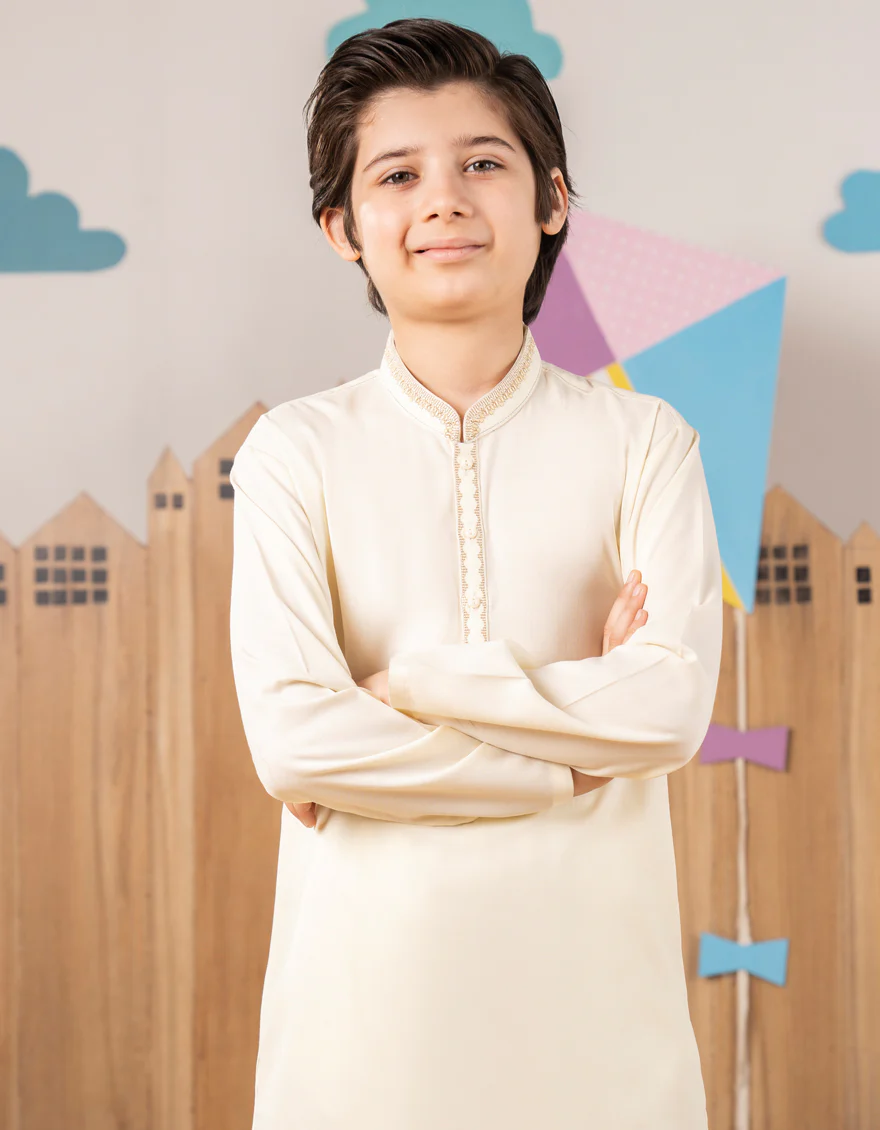 CREAM BLENDED KURTA TROUSERS | JCKP-A-39257/S25/JJ9629-CL - Image 3