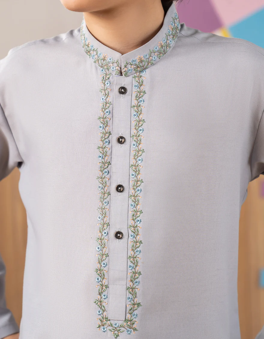 SMOKE GREY BLENDED KURTA TROUSERS | JCKP-A-39267/S25/JJ9560-SF - Image 3