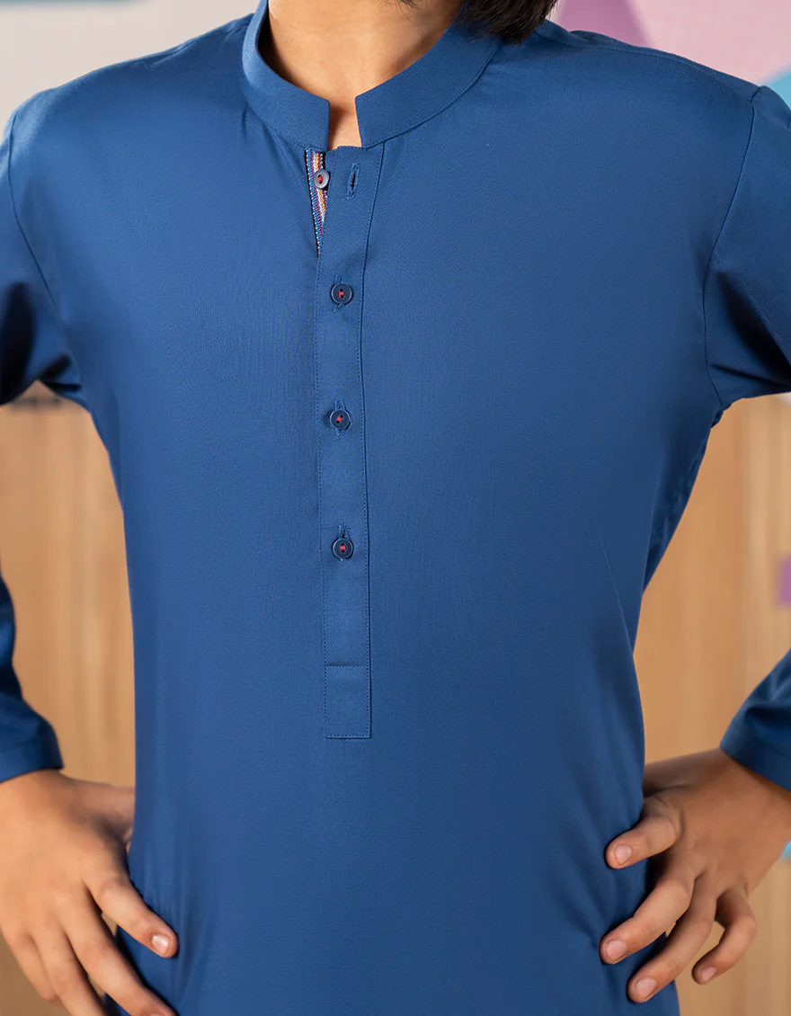 BLUE BLENDED KURTA TROUSERS | JCKP-A-39313/S25/JJ9822-PN - Image 3