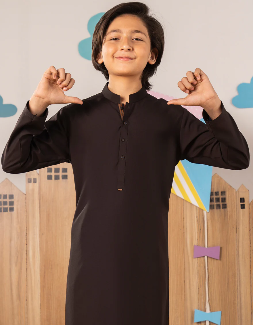 DARK BROWN BLENDED KURTA TROUSERS | JCKP-A-39322/S25/JJ1 - Image 2