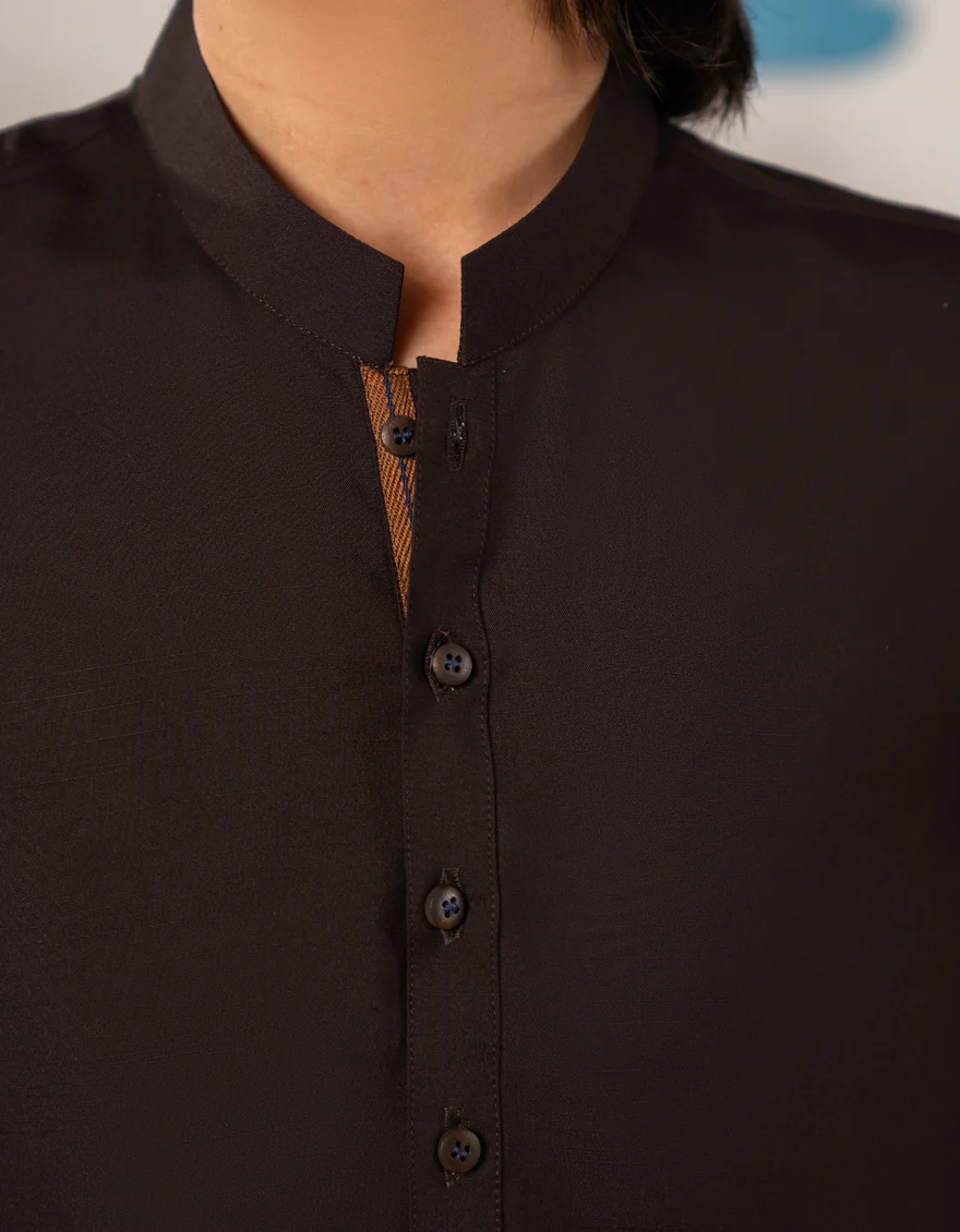 DARK BROWN BLENDED KURTA TROUSERS | JCKP-A-39322/S25/JJ1 - Image 3