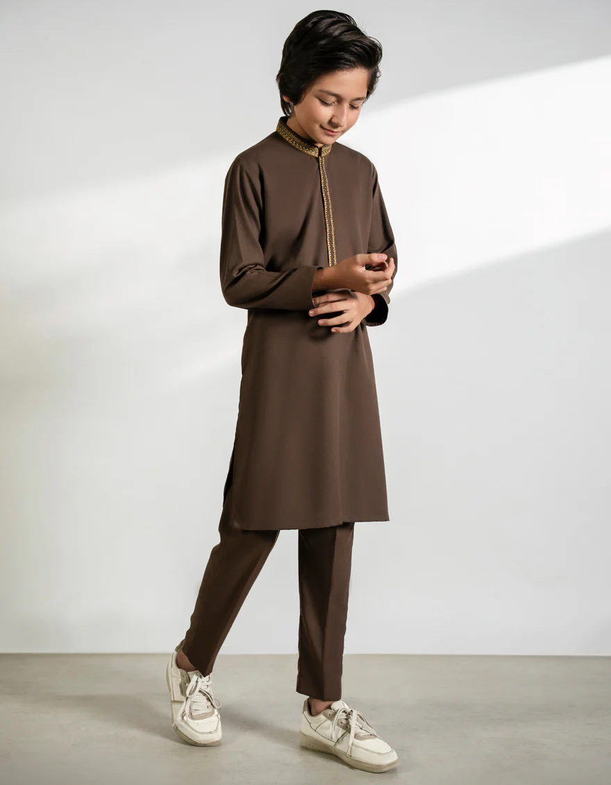 BROWN BLENDED KURTA TROUSERS | JCKP-A-39367/S25/JJ9766-SF - Image 4