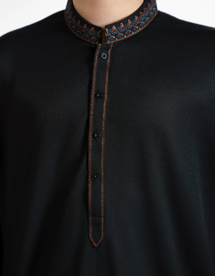 BLACK BLENDED KURTA TROUSERS | JCKP-A-39370/S25/JJ9766-SF - Image 3