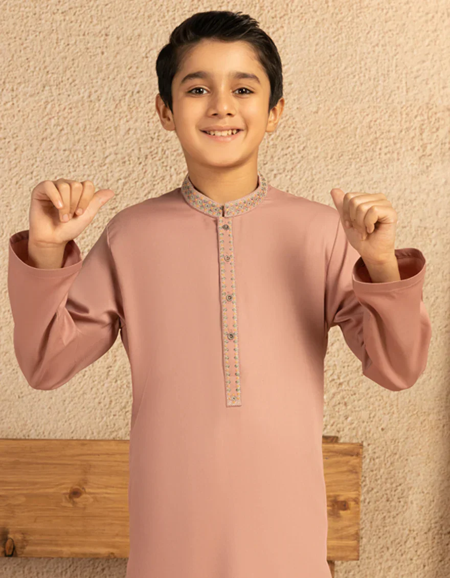 TEA PINK BLENDED KURTA TROUSERS | JCKP-A-39375/S25/JJ9378-SF - Image 2