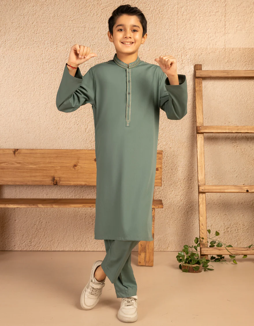 GREEN BLENDED KURTA TROUSERS | JCKP-A-39386/S25/JJ9819-SF - Image 2