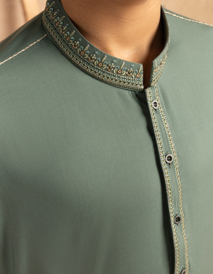 GREEN BLENDED KURTA TROUSERS | JCKP-A-39386/S25/JJ9819-SF - Image 3