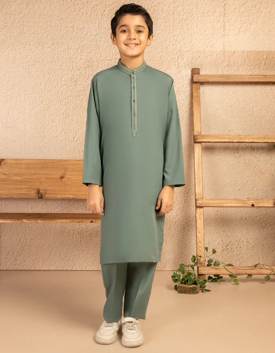 GREEN BLENDED KURTA TROUSERS | JCKP-A-39386/S25/JJ9819-SF - Image 4